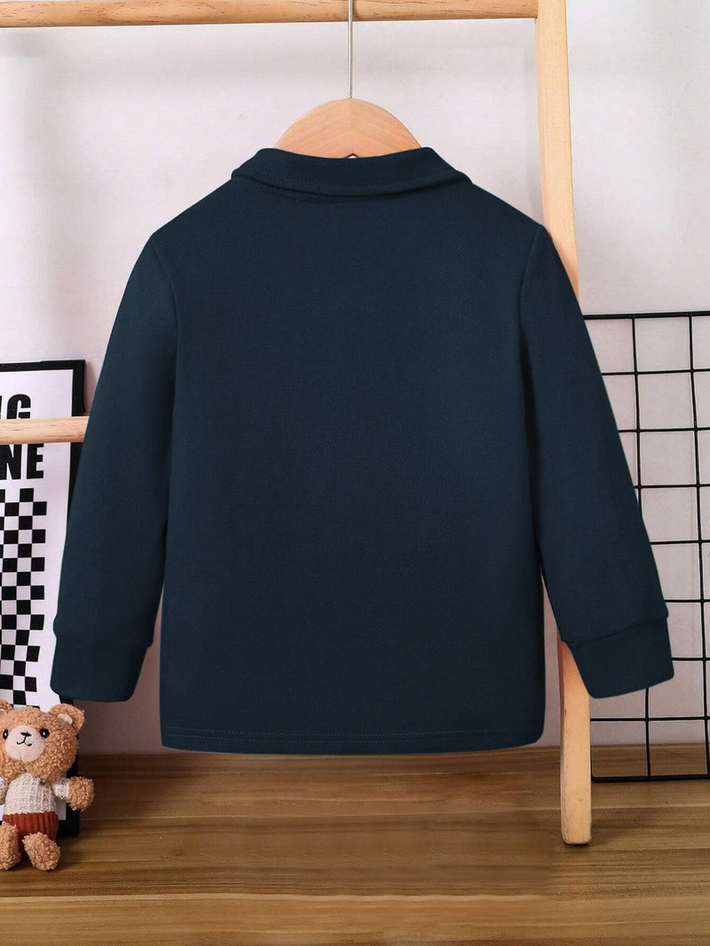 NXT P.Q Long Sleeve Polo Shirt For Kids-Prussian Blue with Embroidered-BR14762