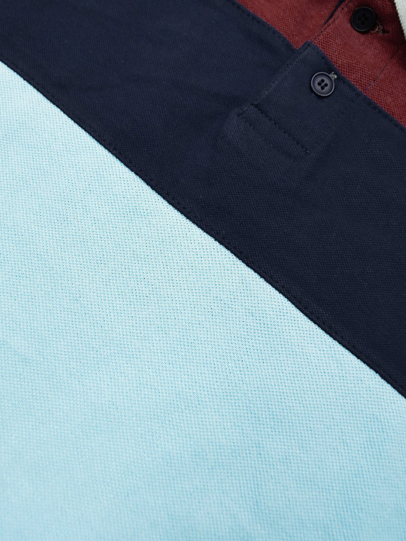 NXT Summer P.Q Polo Shirt For Kids-Sky with Navy & Brown-BR13186