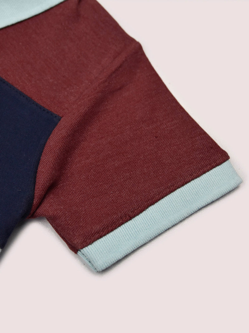 NXT Summer P.Q Polo Shirt For Kids-Sky with Navy & Brown-BR13186