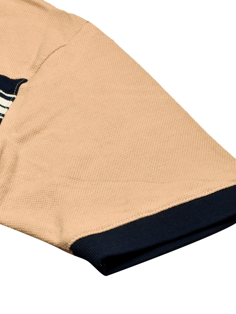NXT Summer Polo Shirt For Men-Base Skin with Navy & White Stripe-BR12973