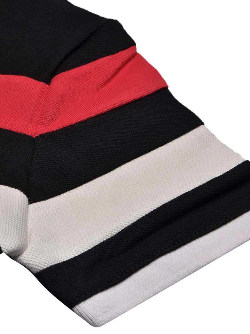 NXT Summer Polo Shirt For Men-Black with Pink & White-BR13045