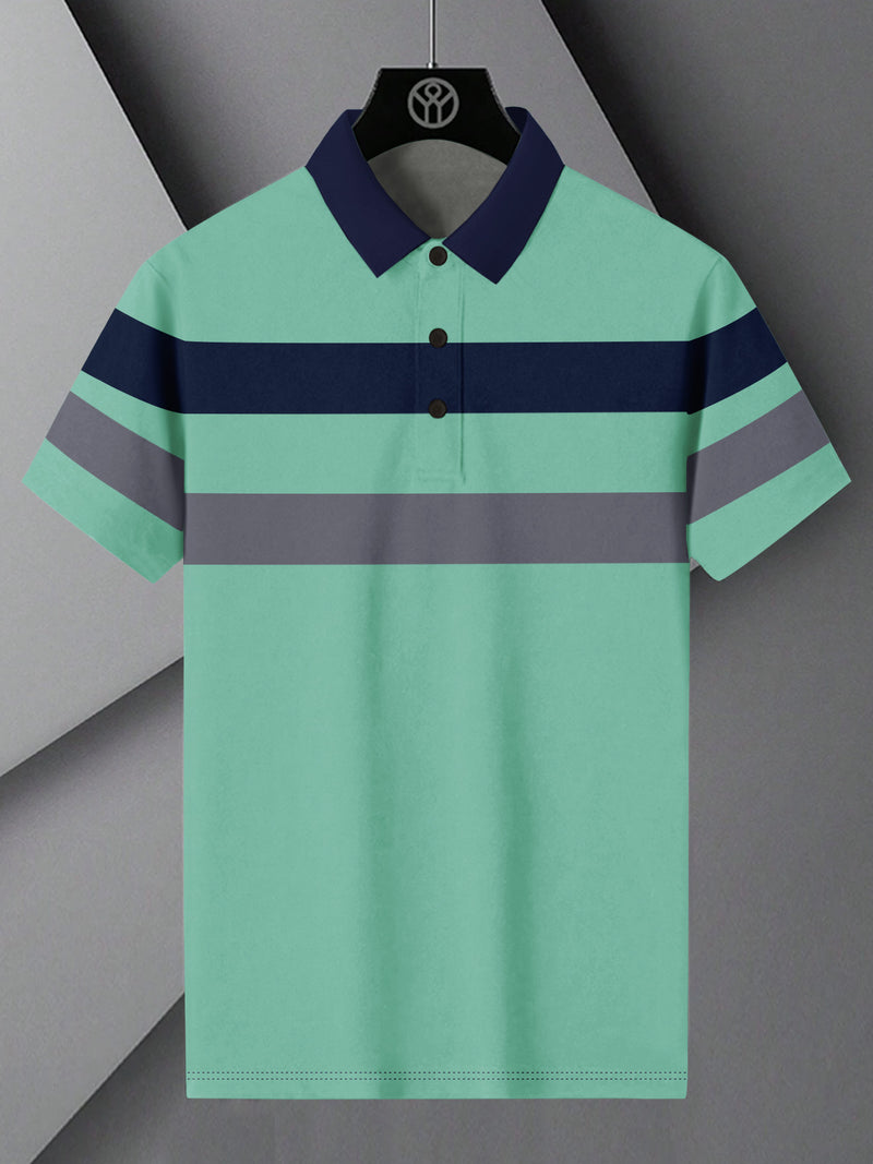 NXT Summer Polo Shirt For Men-Cyan Green with Grey & Navy-BR13041