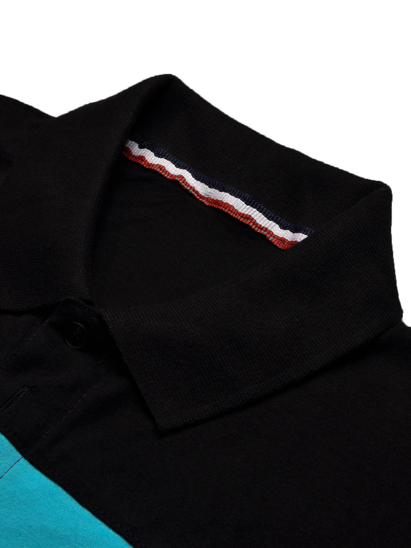 NXT Summer Polo Shirt For Men-Dark Navy With Black & Sky Stripe-BR12947