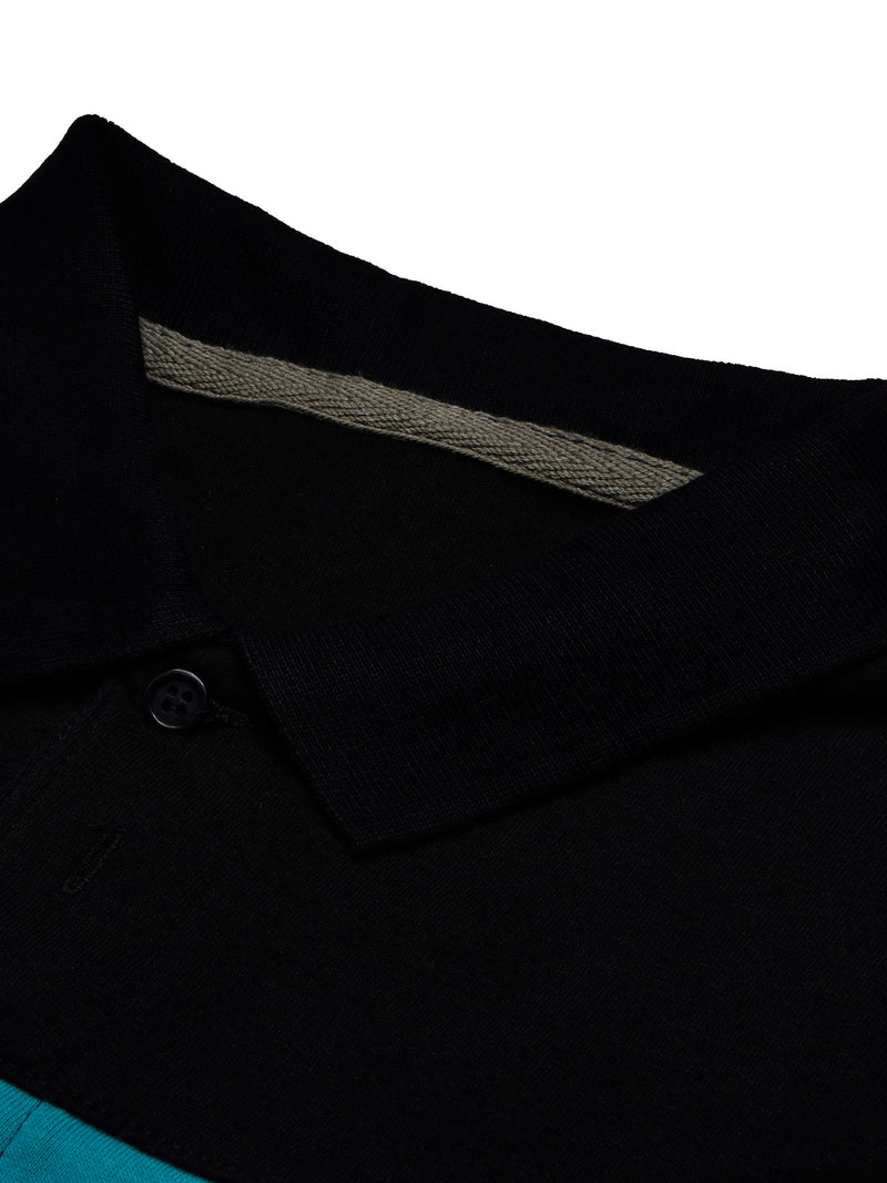 NXT Summer Polo Shirt For Men-Dark Navy With Zinc, Pink & Black Stripe-BR13016
