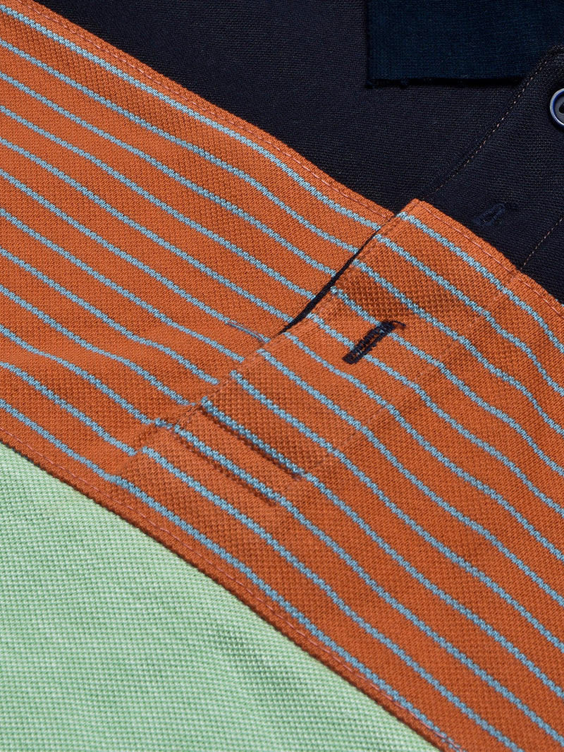 NXT Summer Polo Shirt For Men-Green with Orange & Navy Panel-BR13053