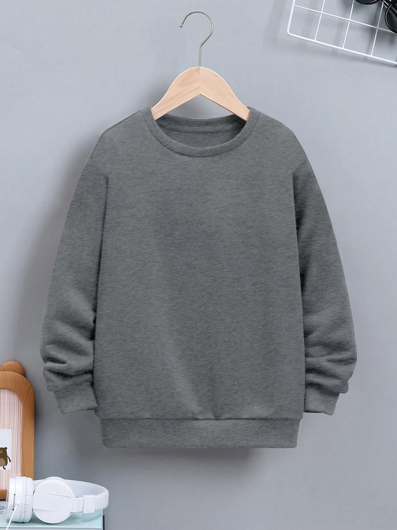 NXT Terry Fleece Sweatshirt For Kids-Charcoal Melange-BR14722