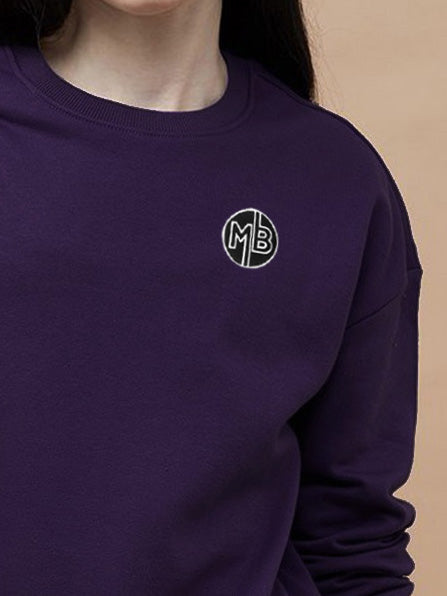 Next Crew Neck Fleece Sweatshirt For Women-Dark Purple-BR14609