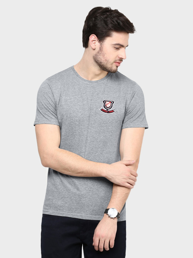 NXT Single Jersey Crew Neck Tee Shirt For Men-Grey Melange-BE13272