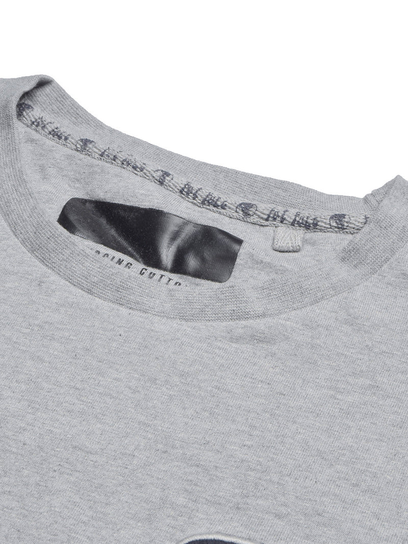 NXT Single Jersey Crew Neck Tee Shirt For Men-Grey Melange-BE13272