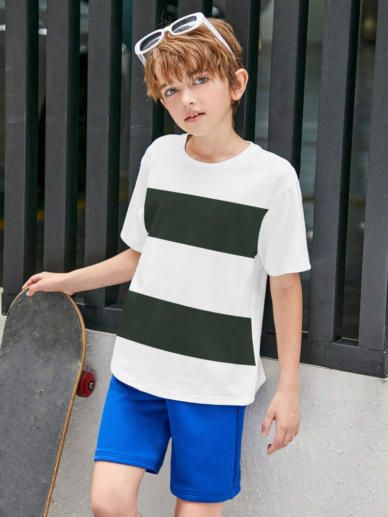 NXT Tee Shirt For Kids-White Green Panel-BR13700