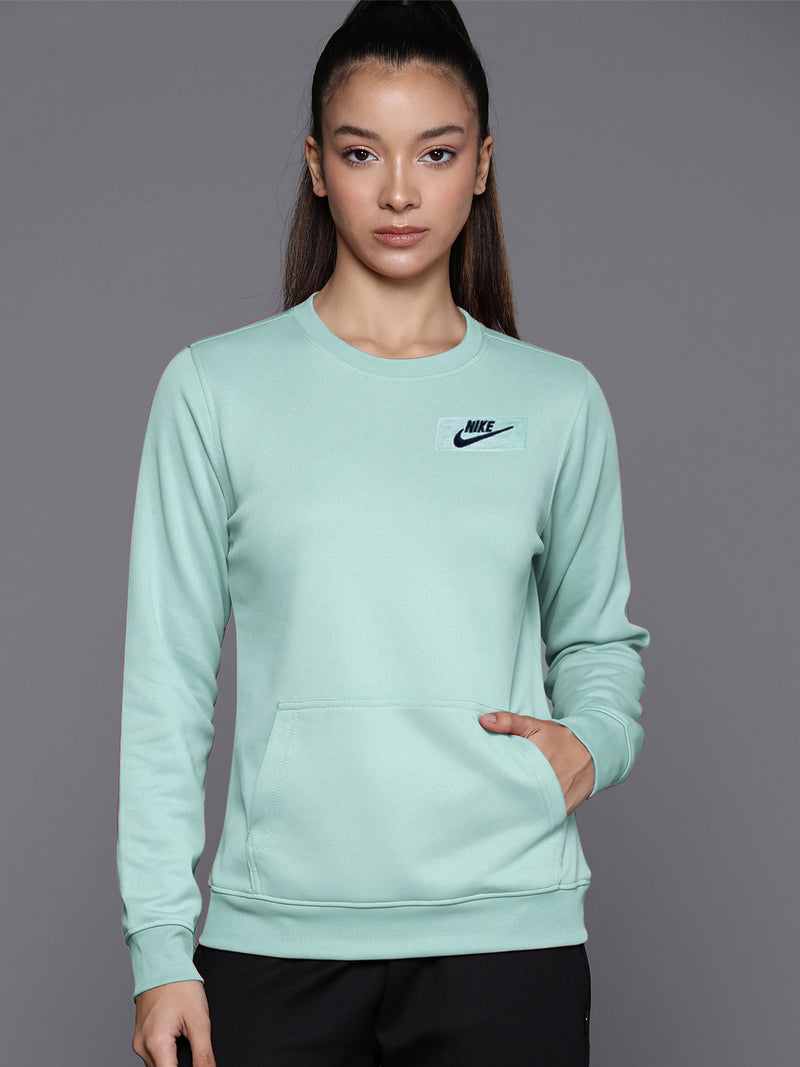 Nk Terry Fleece Tunic Sweatshirt For Ladies-Mont Green-BR12899