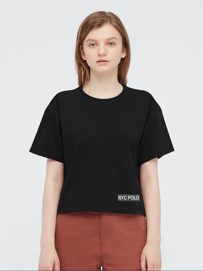 Nyc Polo Terry Fleece Dri Sleeve Sweatshirt For Ladies-Black-BR12906