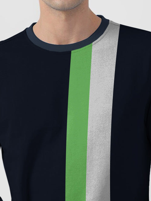 OXBOW Fleece Sweatshirt For Men-Navy with Parrot & Grey Panel-BR14650