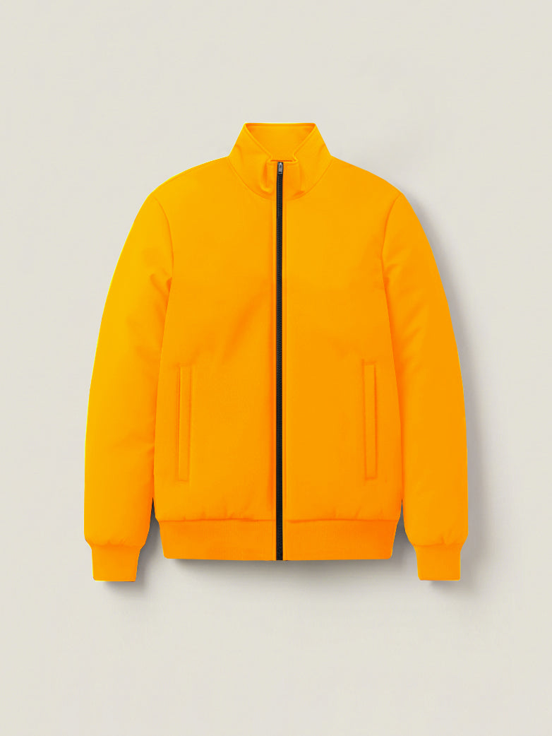 Stylish Winter Zipper Mockneck Jacket For Men-Bright Orange-BRPH17