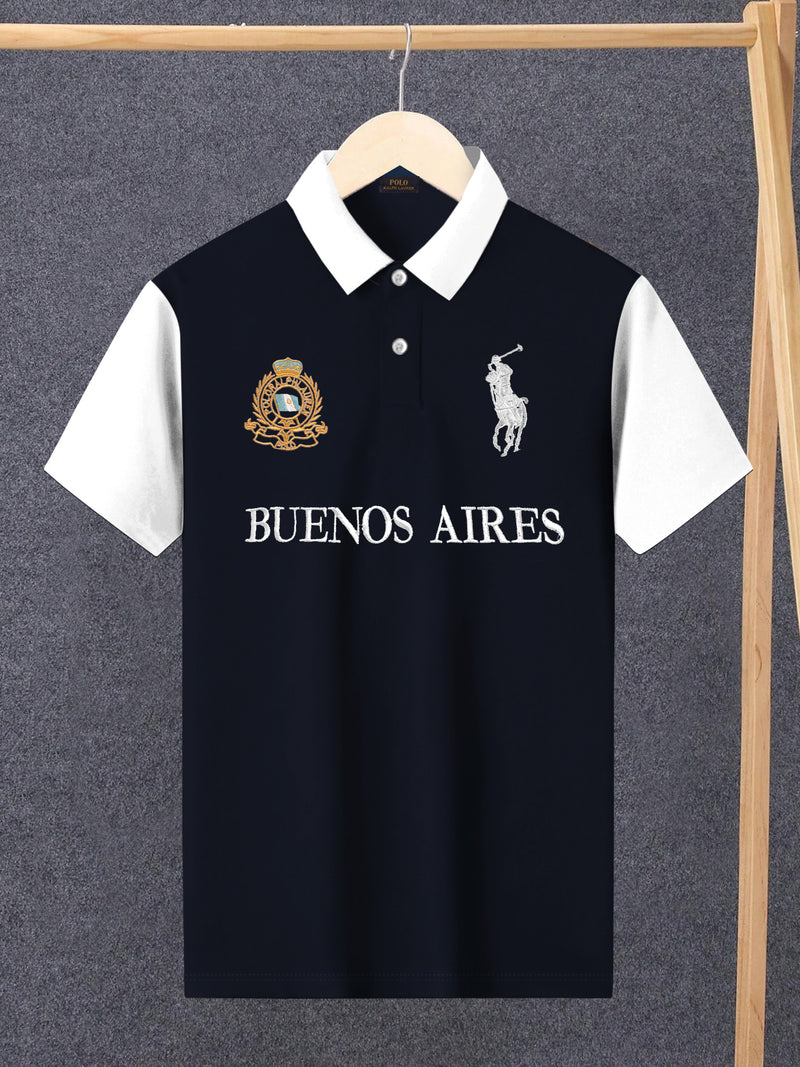 PRL Stylish Pique Summer Polo For Men-Navy with White-BR13086