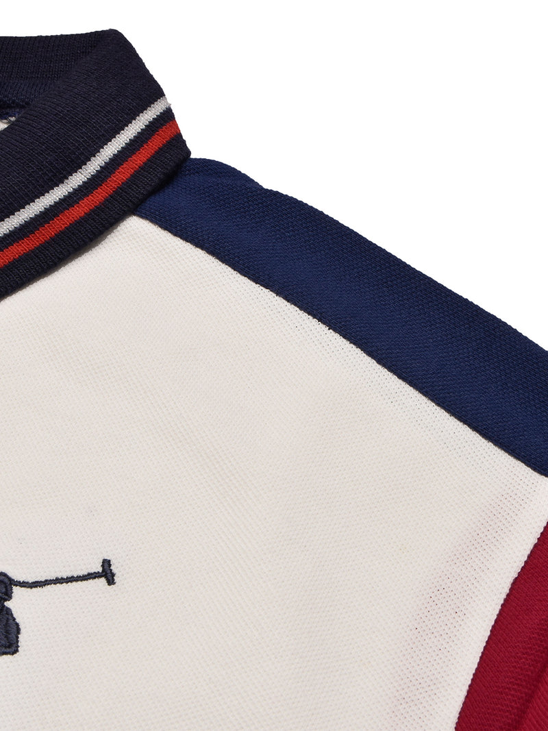 PRL Stylish Pique Summer Polo For Men-Off White with Red-BR13009