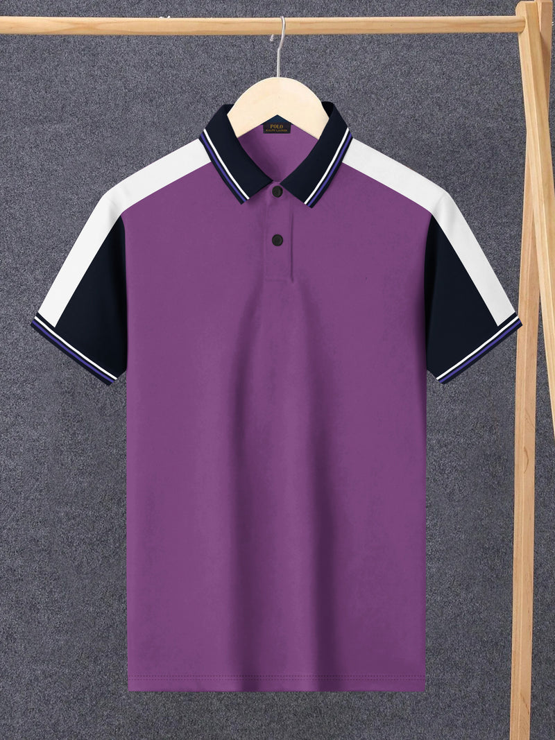 PRL Stylish Pique Summer Polo For Men-Purple & Navy-BR13012