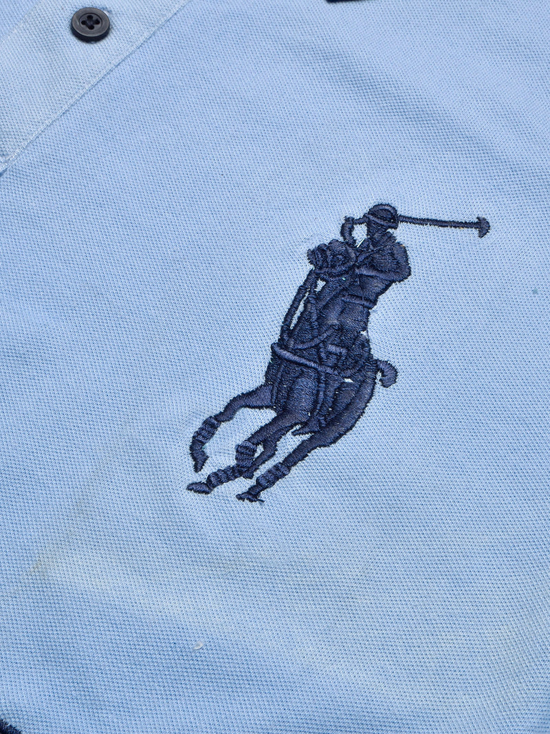 PRL Stylish Pique Summer Polo For Men-Sky with Navy-BR12987