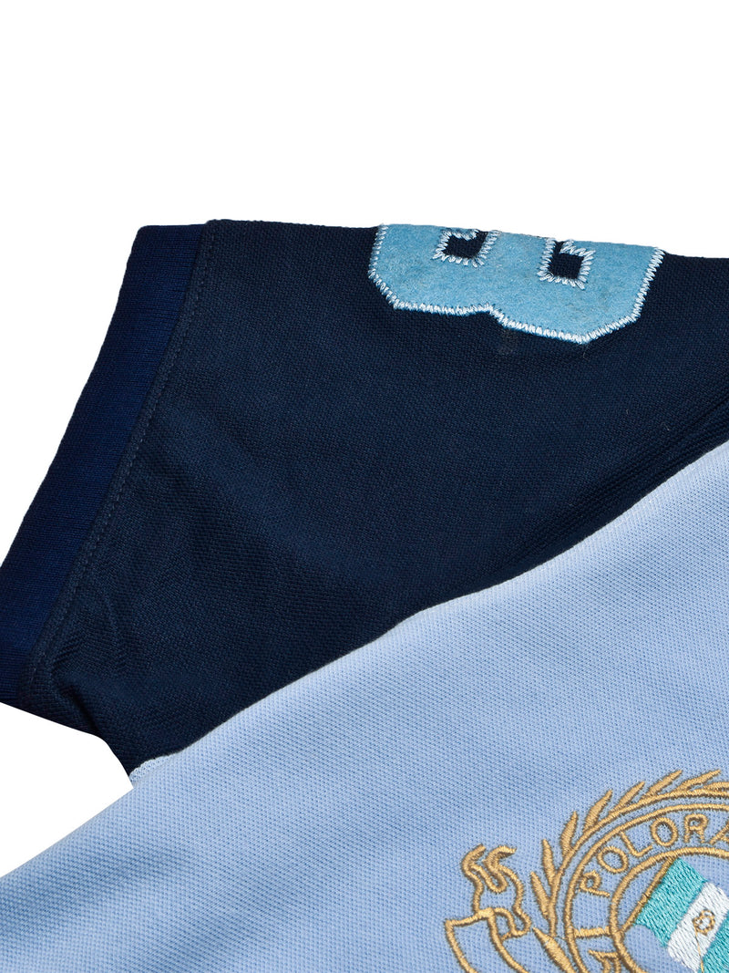 PRL Stylish Pique Summer Polo For Men-Sky with Navy-BR12987