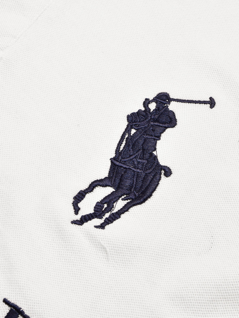 PRL Stylish Pique Summer Polo For Men-White with Navy-BR13005