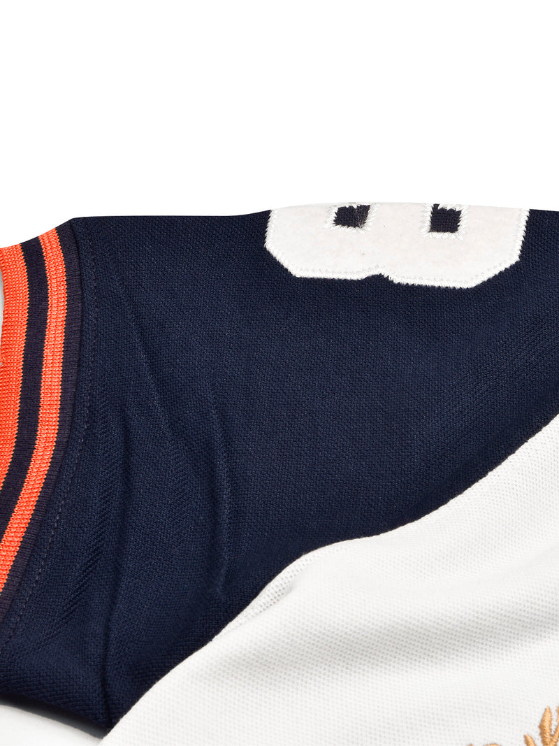 PRL Stylish Pique Summer Polo For Men-White with Navy-BR13005