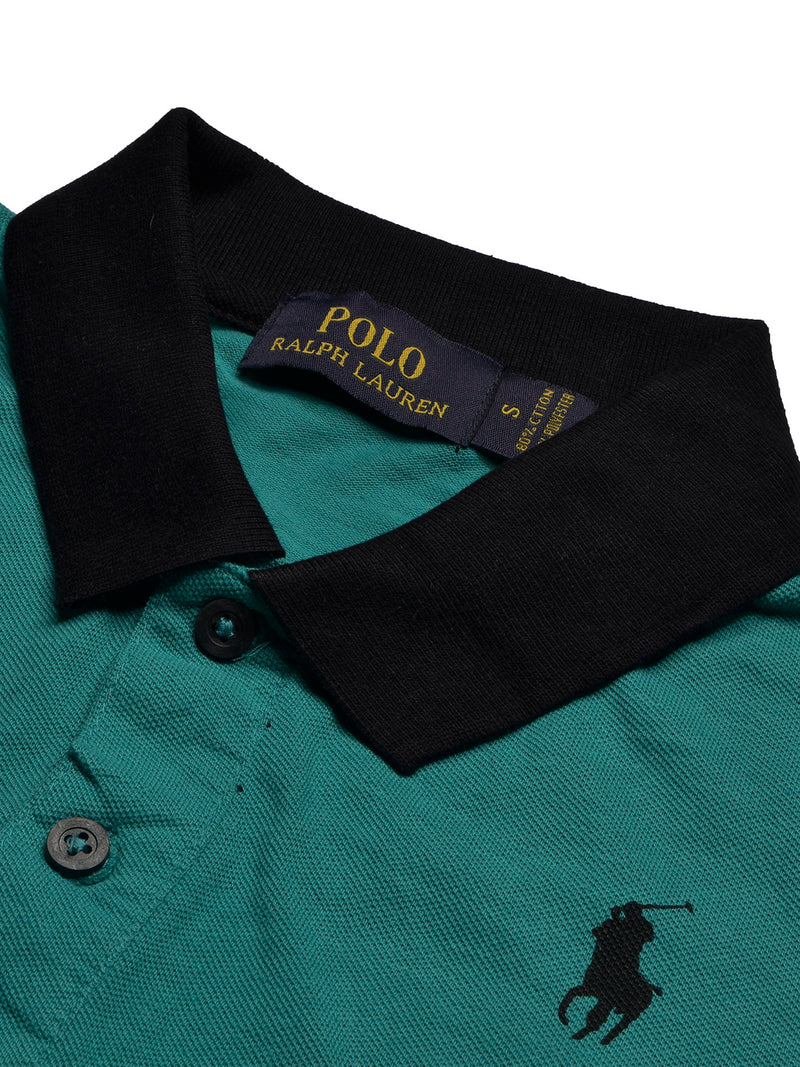 PRL Summer Polo Shirt For Men-Dark Green with Allover Print-BR12987