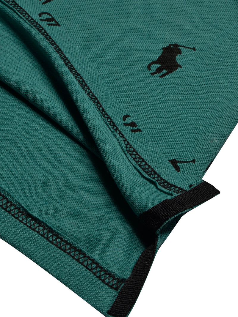 PRL Summer Polo Shirt For Men-Dark Green with Allover Print-BR12987