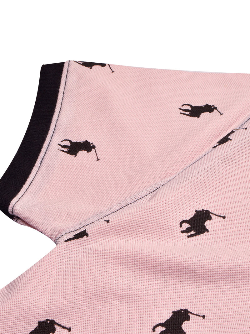 PRL Summer Polo Shirt For Men-Light Pink with Allover Print-BR13000