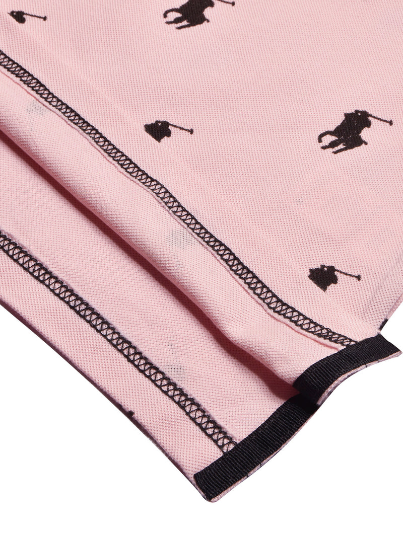 PRL Summer Polo Shirt For Men-Light Pink with Allover Print-BR13000