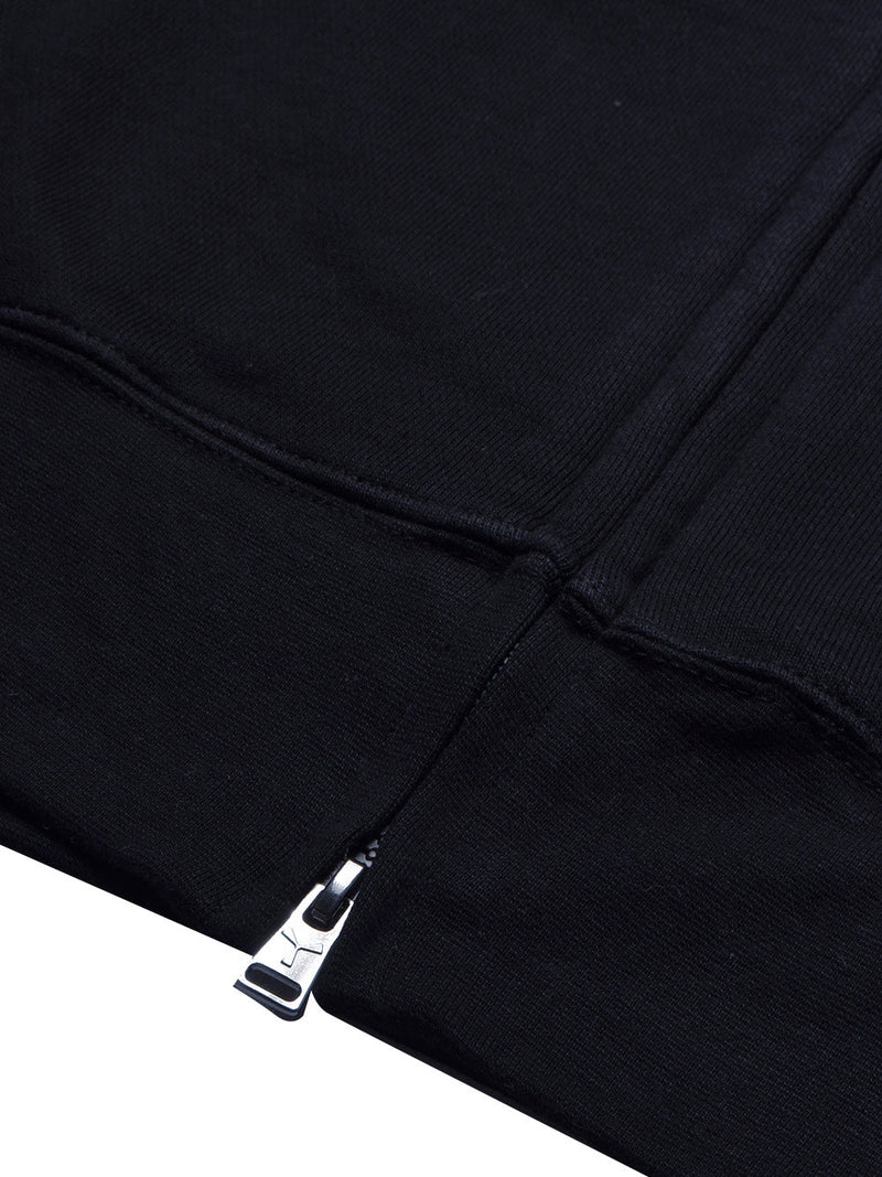 PYPR Terry Fleece Raglan Sleeve Zipper Hoodie For Men-Navy-BR14144
