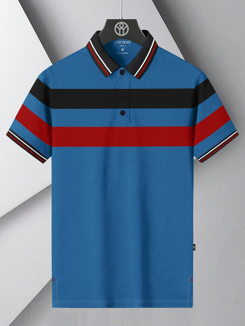 Stylish Spandex Dry Polo Shirt For Men-Blue-BE1342/Rt017