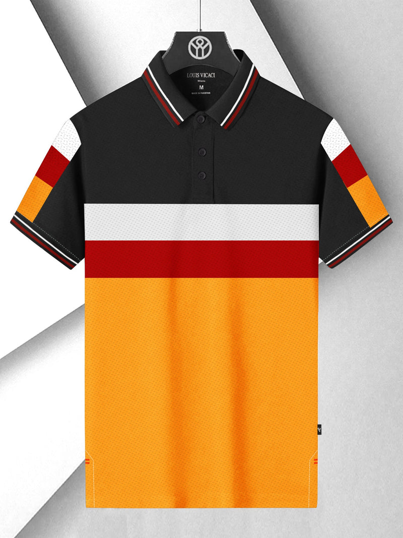 Stylish Spandex Dry Polo Shirt For Men-Black-BE1342/Rt018