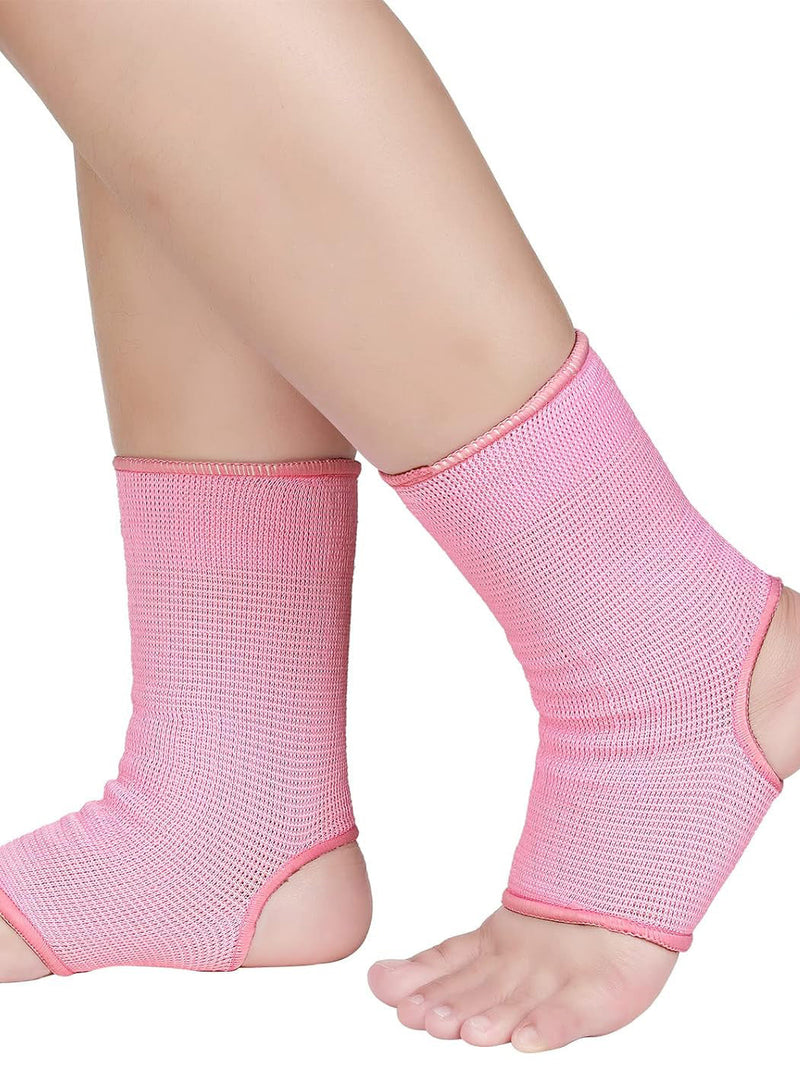 Premium Quality Foot Elsatic Guards Pair For Kids-Pink-LV501
