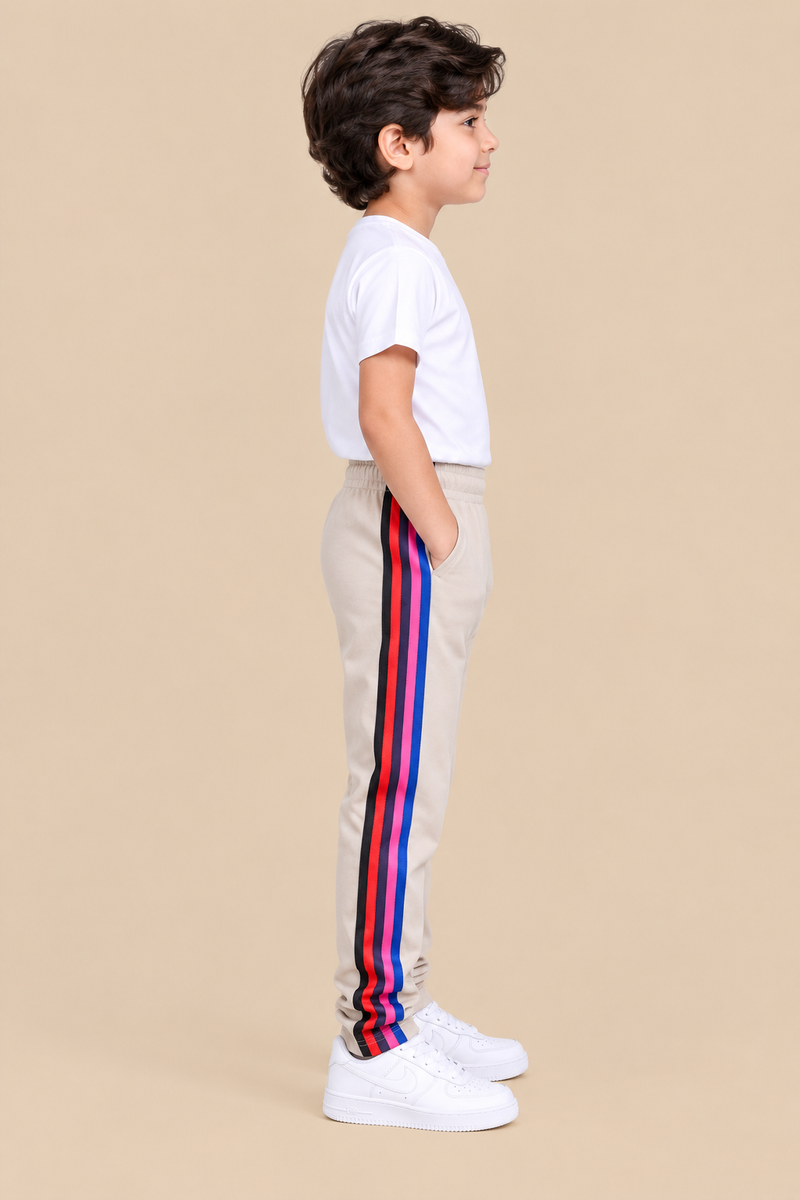Premium Jogger Both Trouser For Kids- Cream Beige - MU06