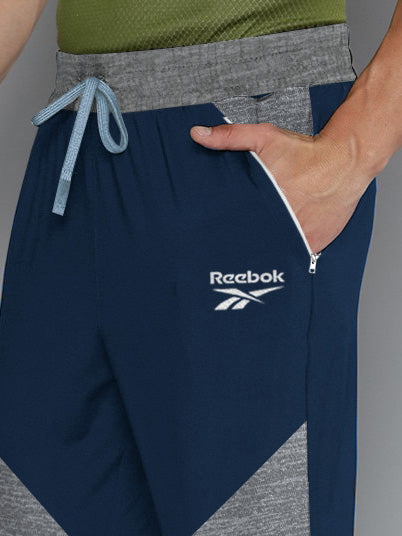 RBK Terry Fleece Jogger Sweatpant For Men-Ocean Blue with Melange Panel-BR14600