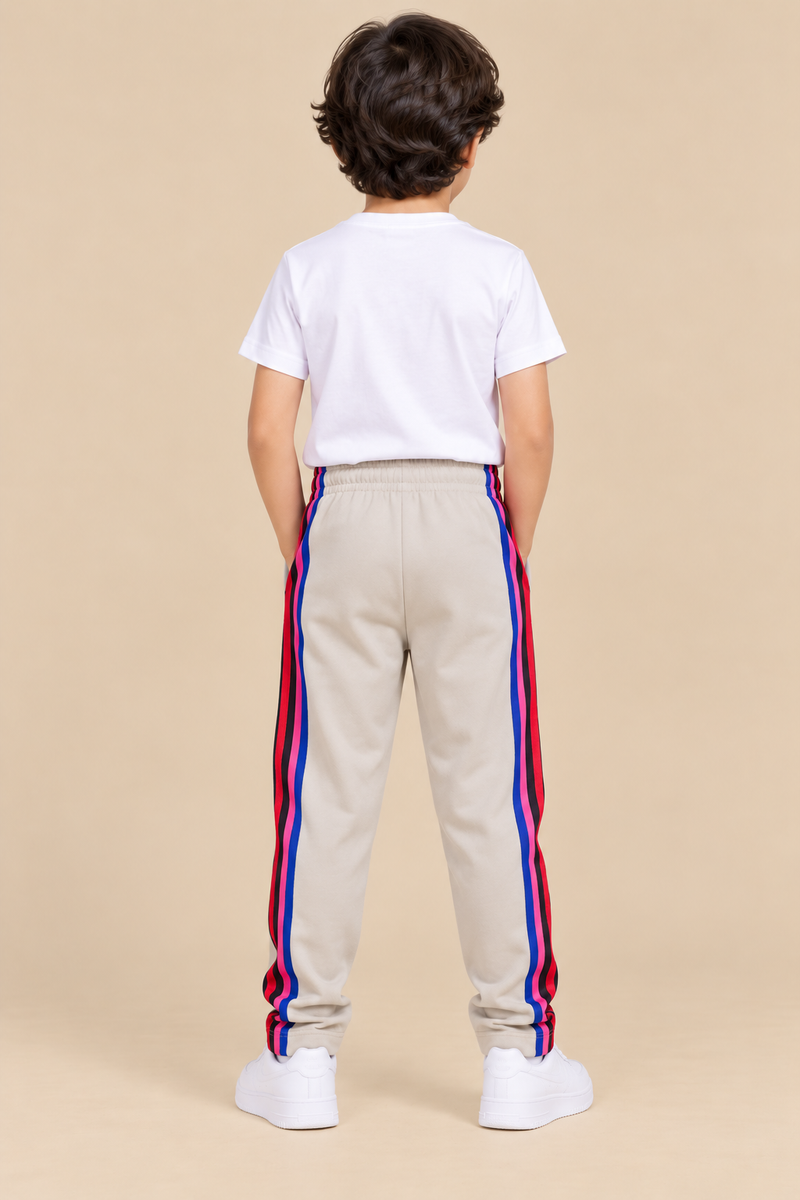 Premium Jogger Both Trouser For Kids- Cream Beige - MU06