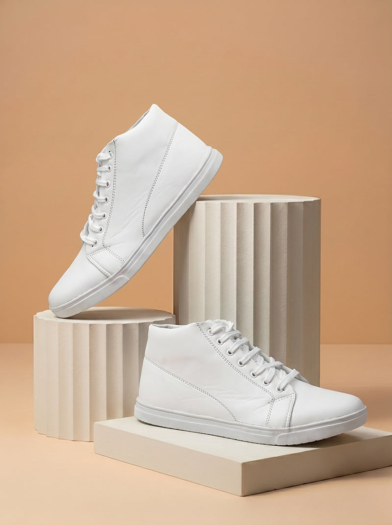 Men's Premium Pu Leather Shoes For Men-White-BE4771