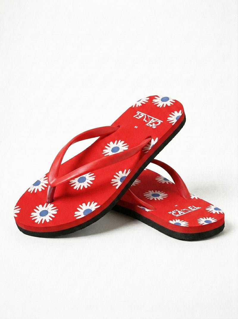 Comfortable Foam Flip-Flops-Red Floral-BE4752