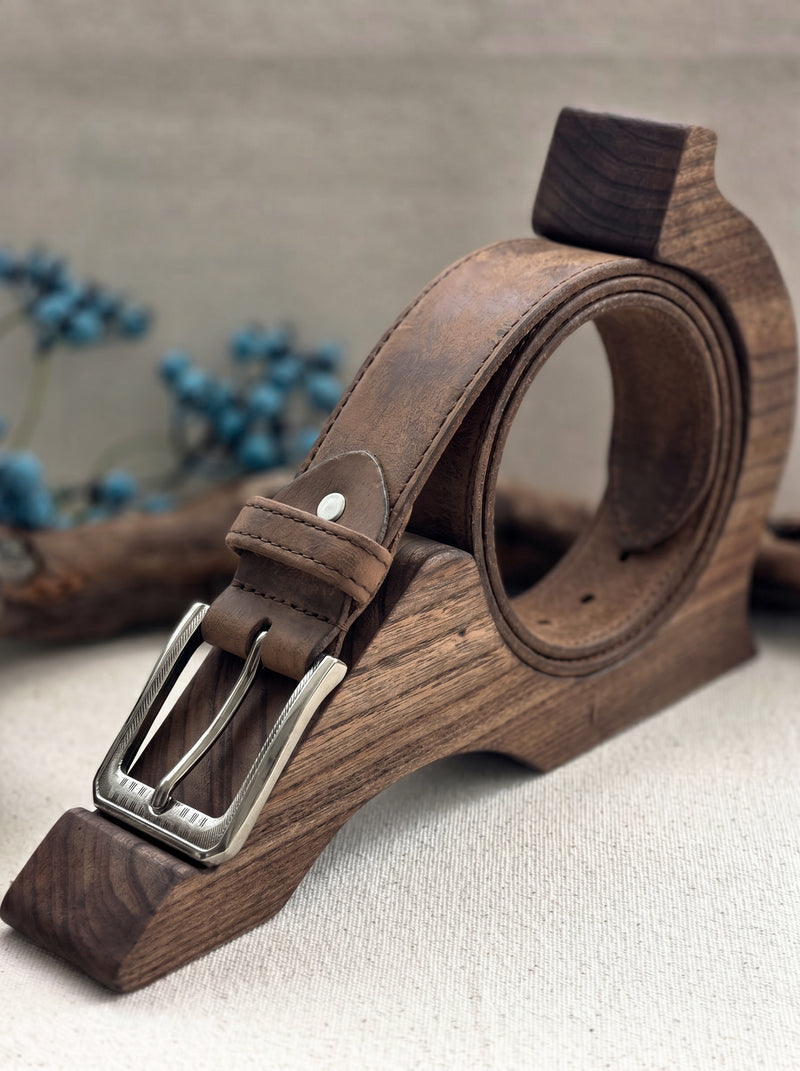 Rexine Leather Belt For Men-Dark Brown-BE7150