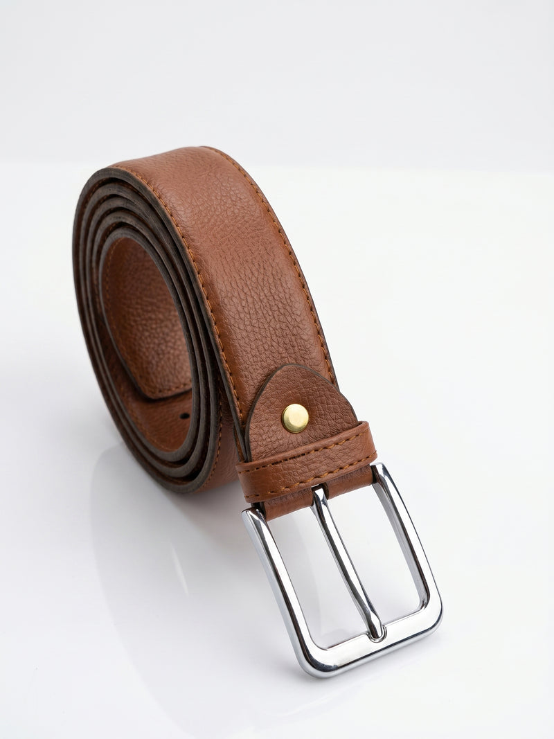 Rexine Leather Belt For Men-Light Brown-BE0493