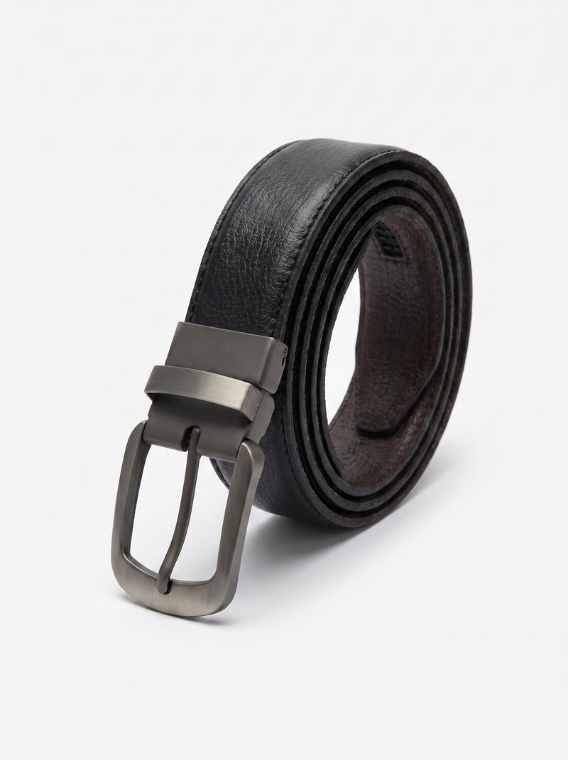 Rexine Leather Belt For Men-Black-BE2143