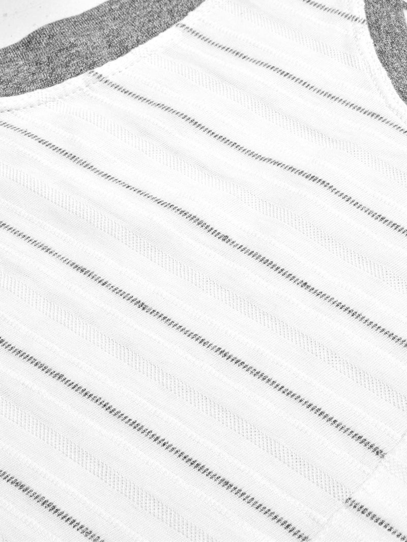Roxy Sleeveless Pocket Style Vest T Shirt For Men-White With Stripes-BR13196