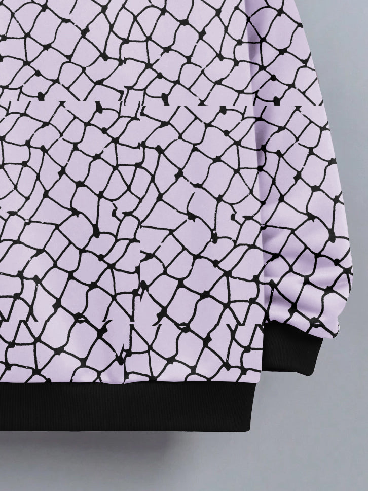 Royal Rag Fleece Sweatshirt For Kids-Light Purple with Allover Print-BR14720