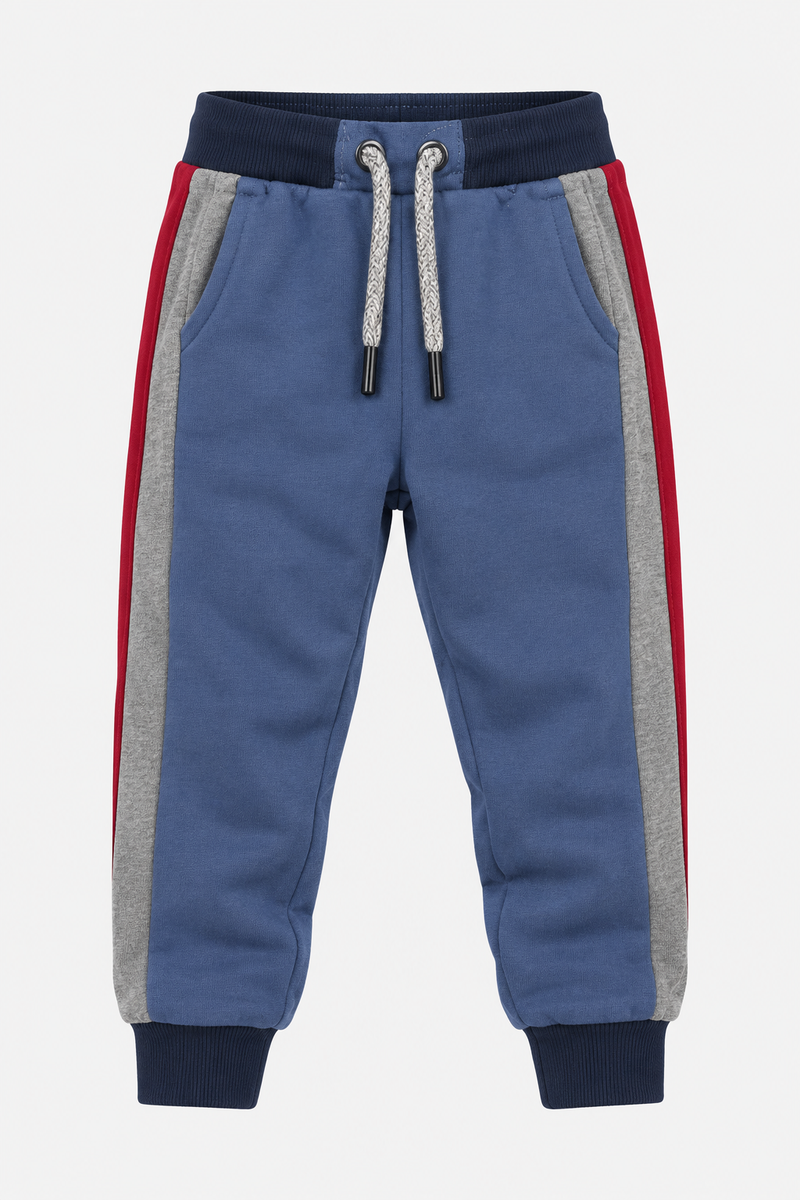 Kids Color Block Fleece Jogger Trouser-Dusty Blue-MU53