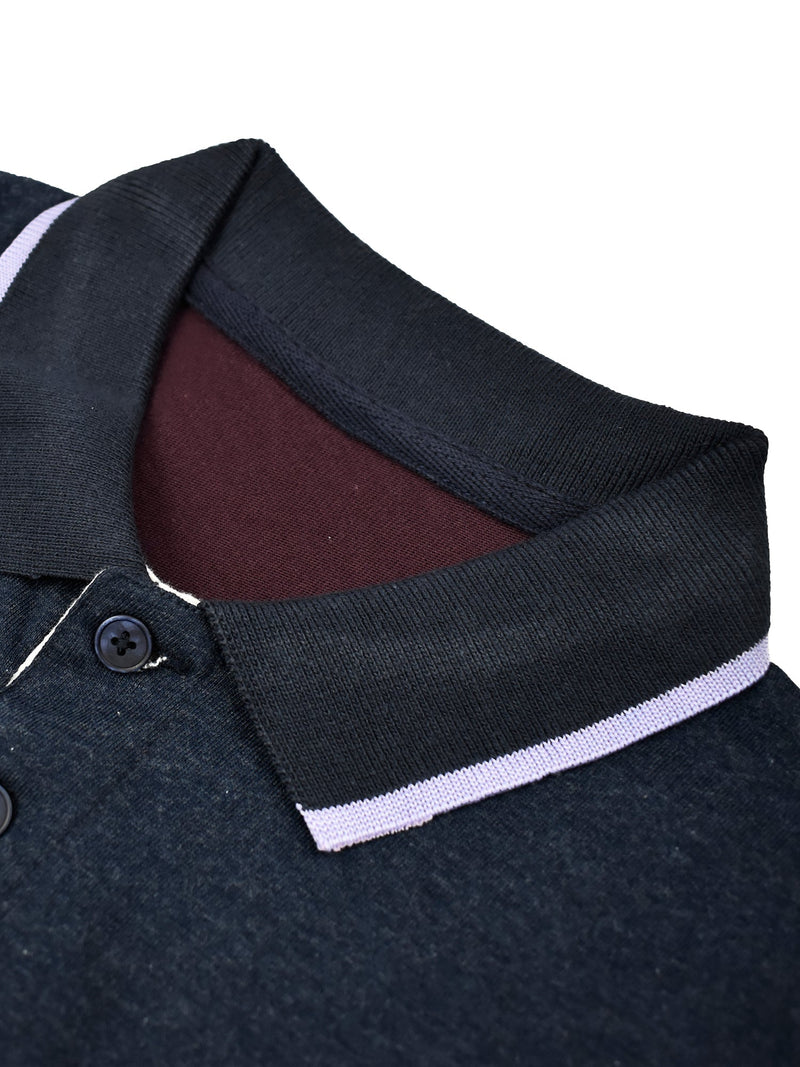 Champion Single Jersey Polo Shirt For Kids-Maroon with Off White & Navy Melange Panels-BR13180