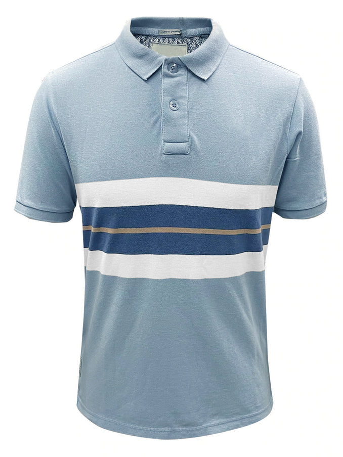 Cxly P.Q Half Sleeve Polo For Men-Sky Blue with Panel-RT714