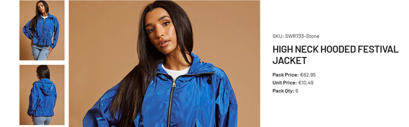 High Neck Hooded Festival Jacket For Ladies-Blue-RT2542