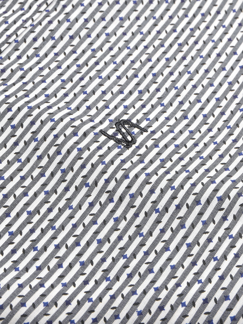 SS Premium Casual Shirt For Men-White & Grey Allover Lining-BR13618