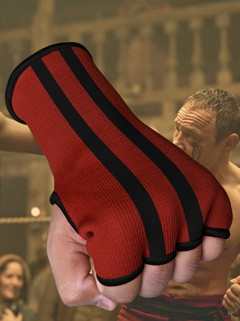 Single Left Hand Premium Quality Gloves-Red with Black Stripe-LV515