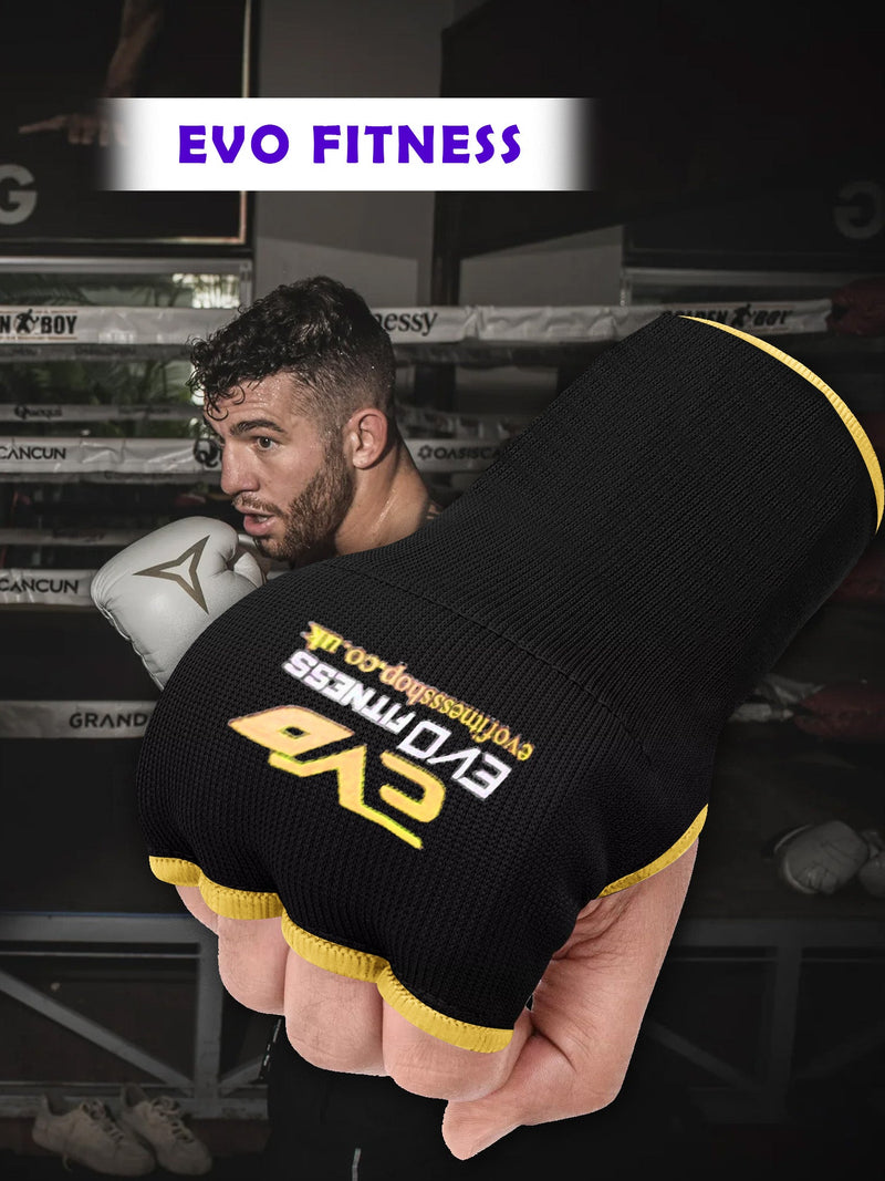 Single Right Hand Evo Fitness Gel Gloves with Bandage-Black with Yellow-LV482